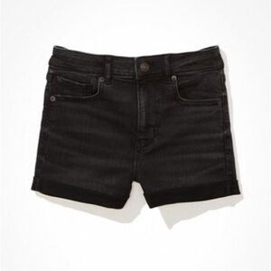 American Eagle Outfitters Black Denim Next Level Curvy High Waisted Short
